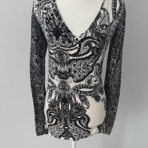 Next Black and Cream Patterned Sweater